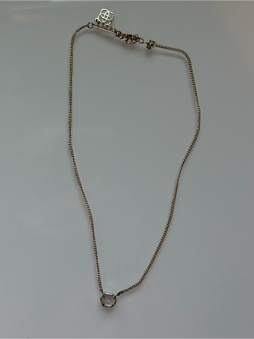 Kendra Scott Gold Chain Necklace with White Hexagon Pendant